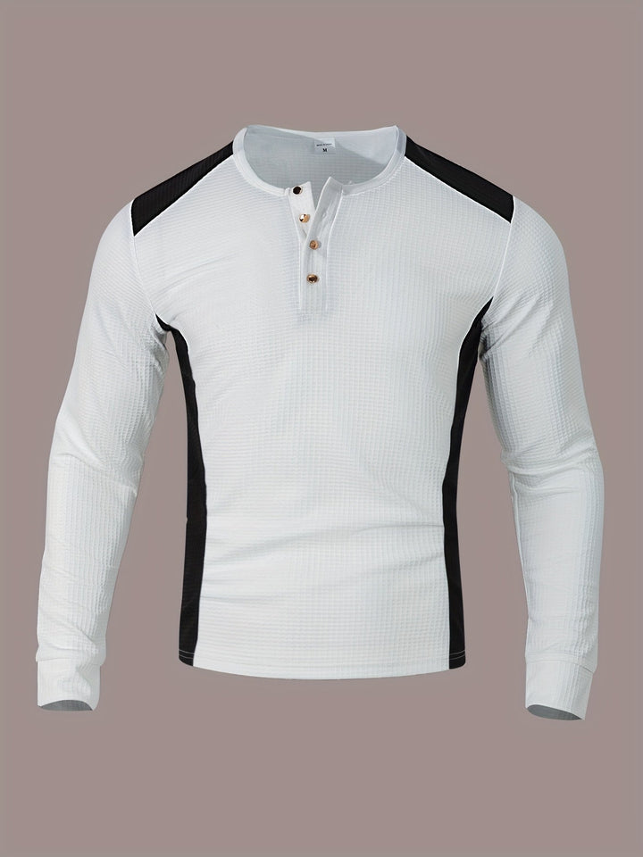 Fakturowany długi-rękaw Henley