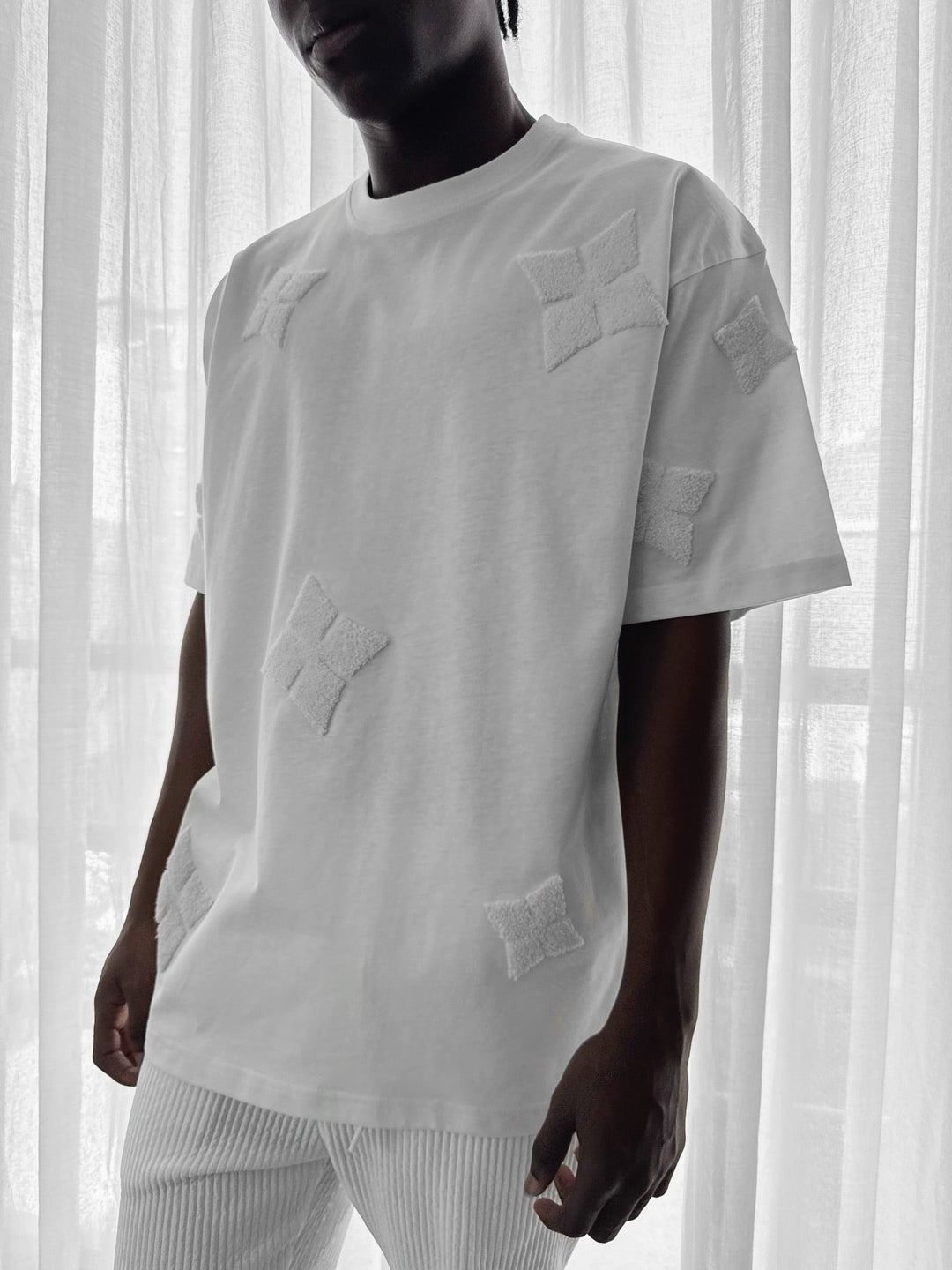 T-Shirt Oversize Szczegółowy - Ecru