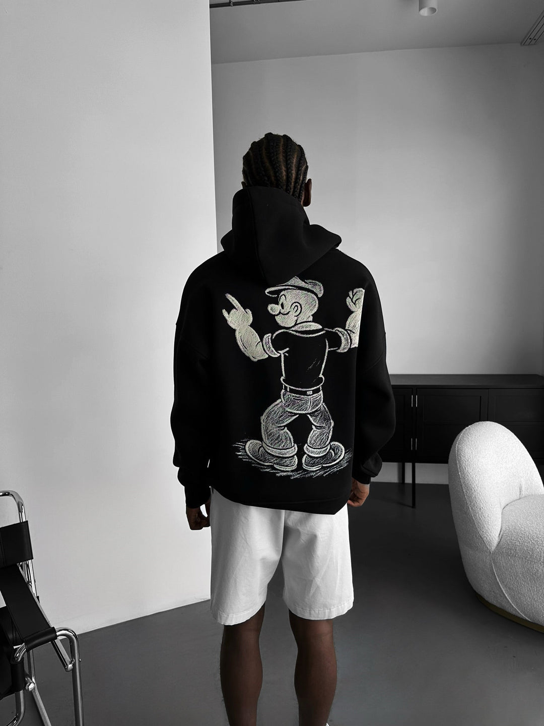 Oversize Hoodie Popeye - Czarny