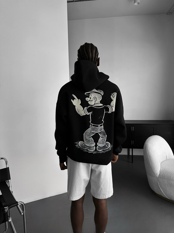 Oversize Hoodie Popeye - Czarny