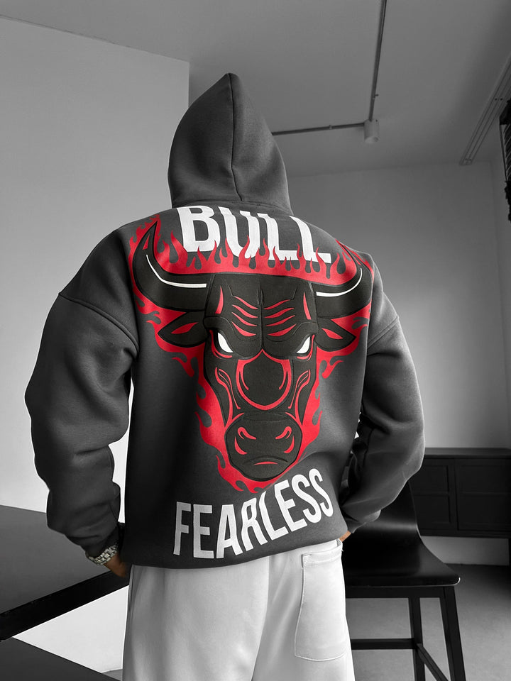 Oversize Bull Fearless Hoodie - Antracyt