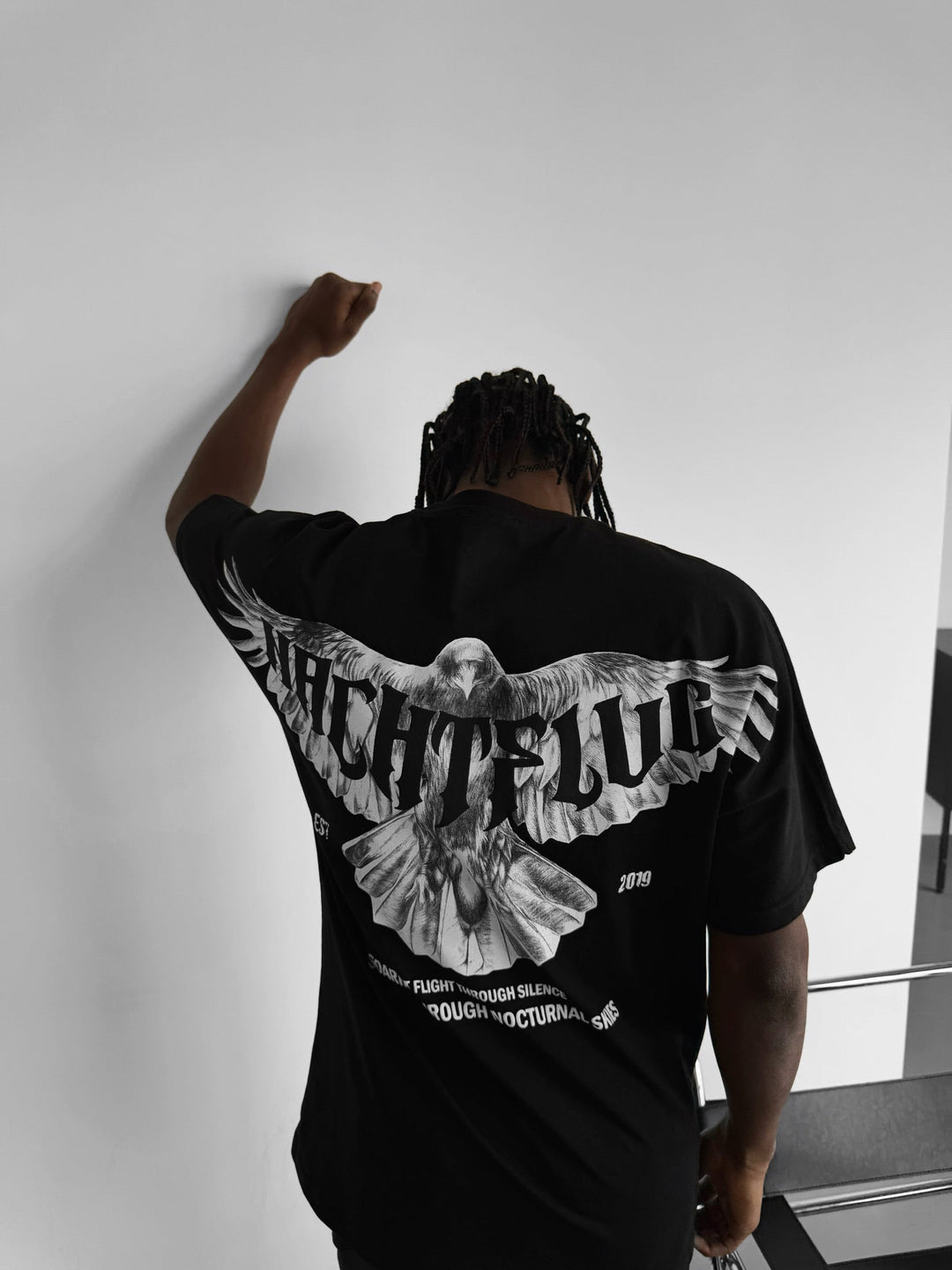 Oversize "Nachtflug" T-shirt - Czarny