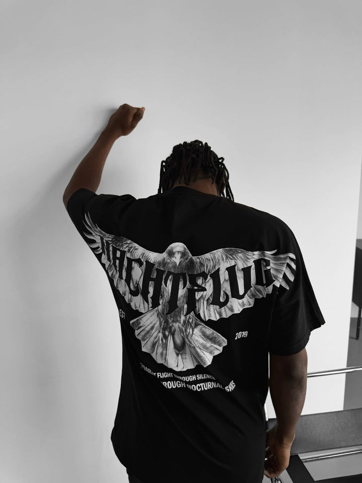 Oversize "Nachtflug" T-shirt - Czarny