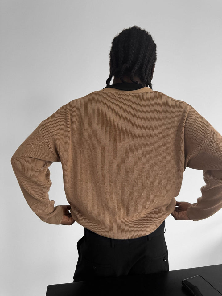Oversize Crop Cardigan - Cappuccino