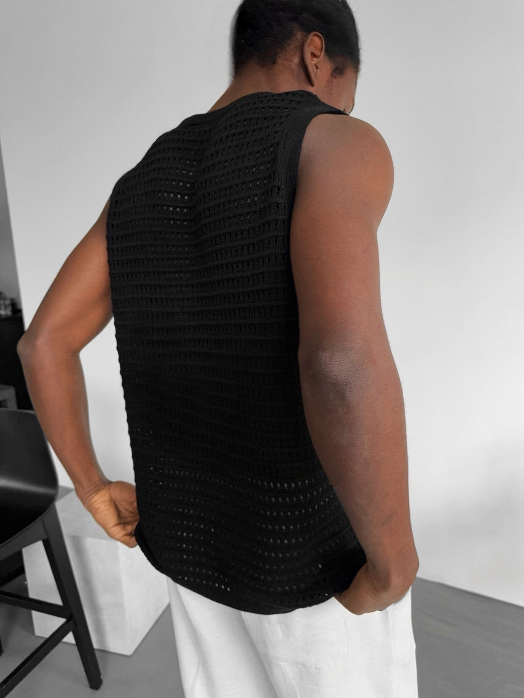 Oversize Grid Tanktop - Czarny