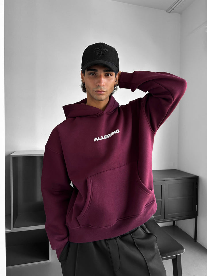 Oversize Allergiczny Hoodie - Bordeaux