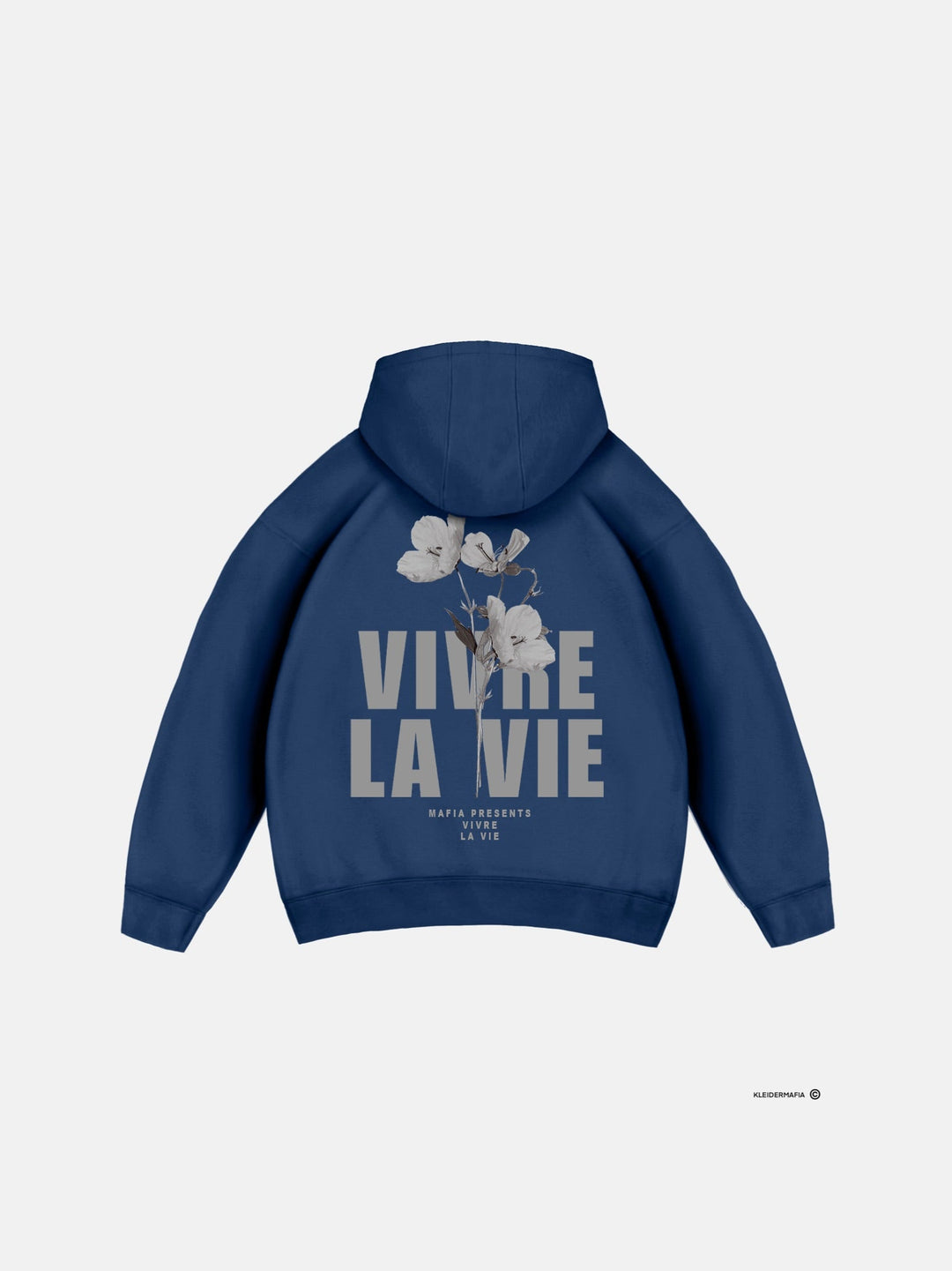 Oversize Vivre La Vie Hoodie - Jasnoniebieski