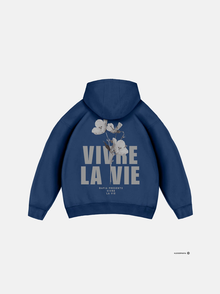 Oversize Vivre La Vie Hoodie - Jasnoniebieski