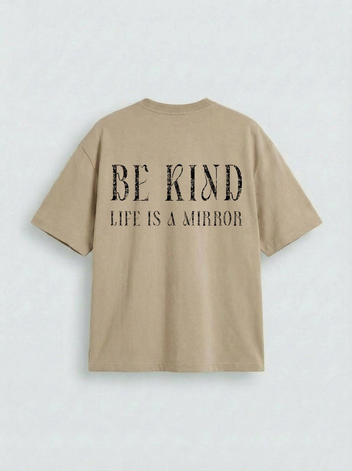 Oversize T-shirt Be Kind - Kamień