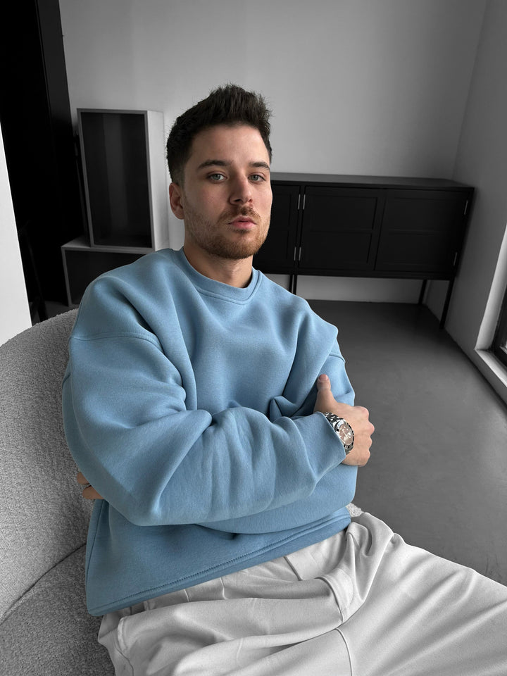 Oversize Basic Sweater - Wyblakły Dżins