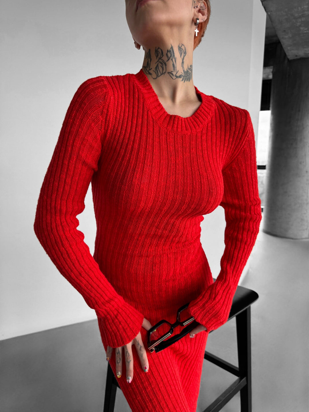 Sukienka Maxi Knit - Czerwona