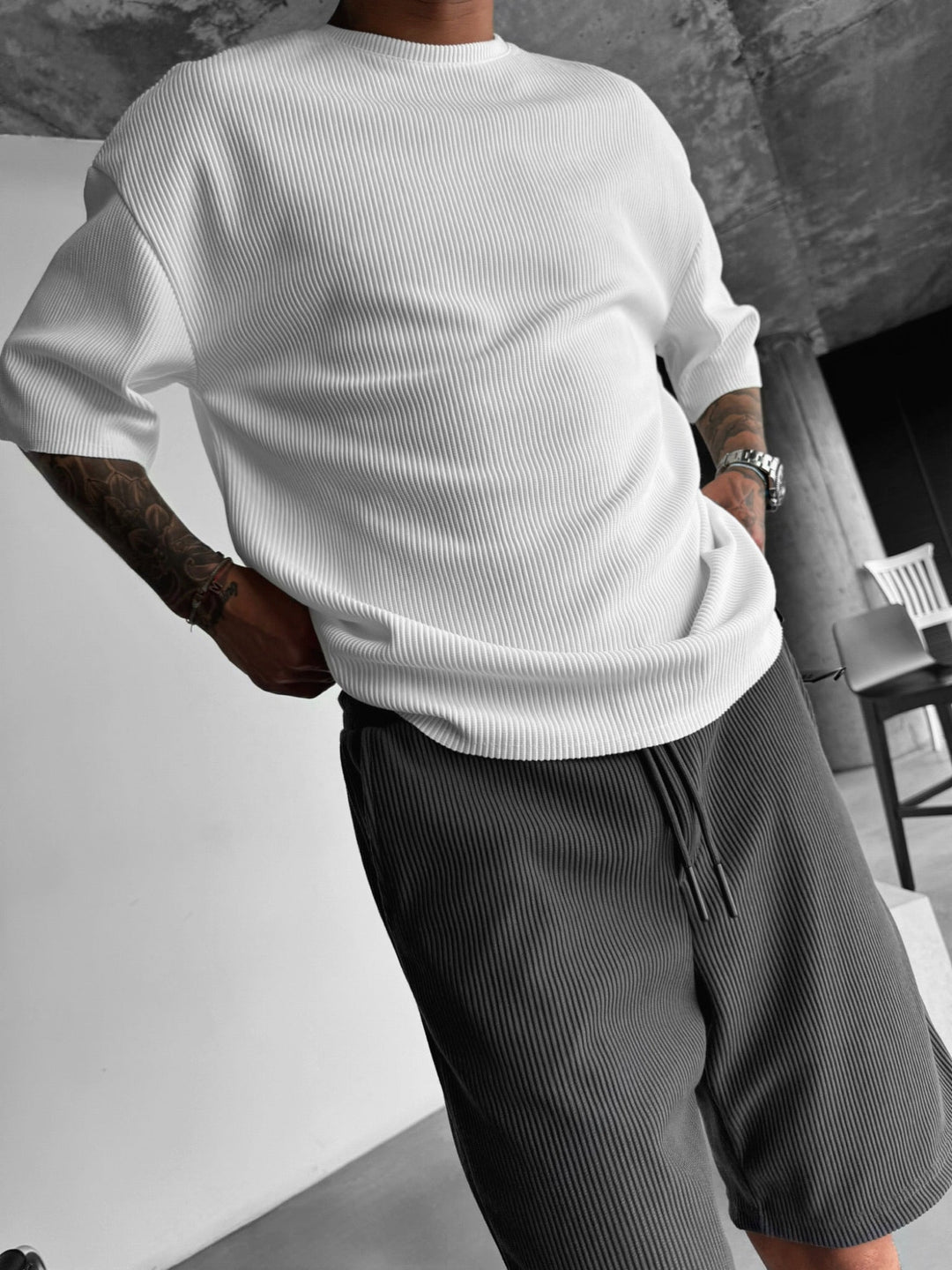 Oversize Cord Tee - Biały