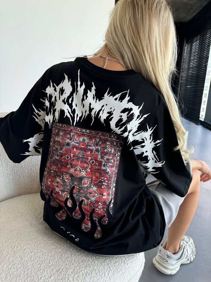 Oversize Experimental T-Shirt - Czarny