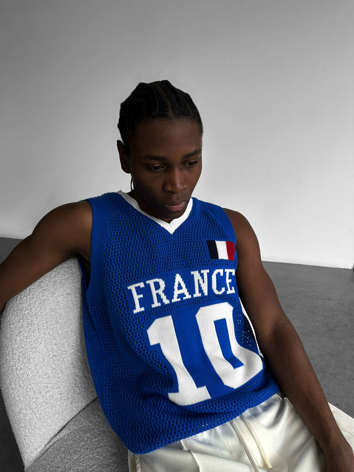 Oversize France Knit Tanktop - Sax