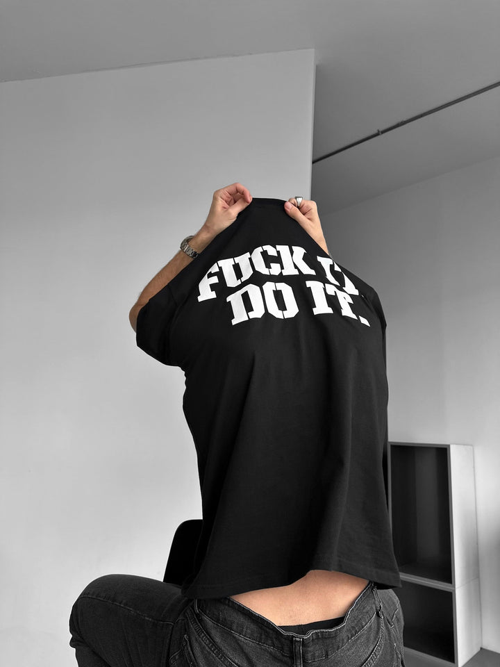 Oversize Do It T-shirt - Czarny
