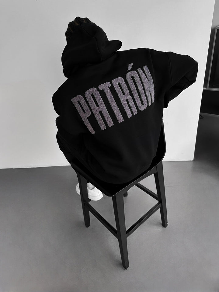 Hoodie Oversize z Detailem Patron - Czarny i Antracytowy