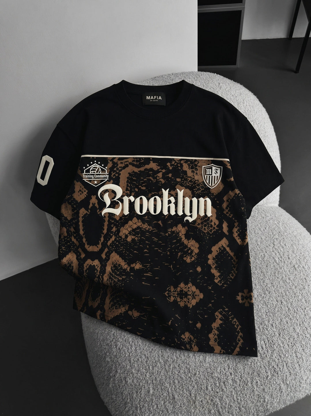 Oversize T-shirt Brooklyn - Czarny i Brązowy