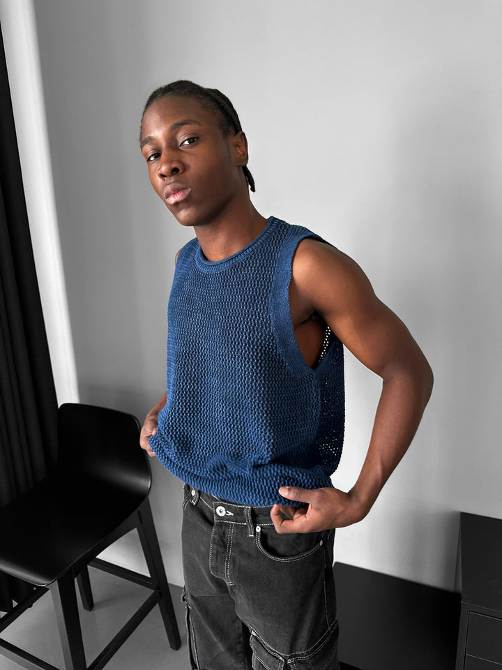 Oversize Prany Top - Niebieski