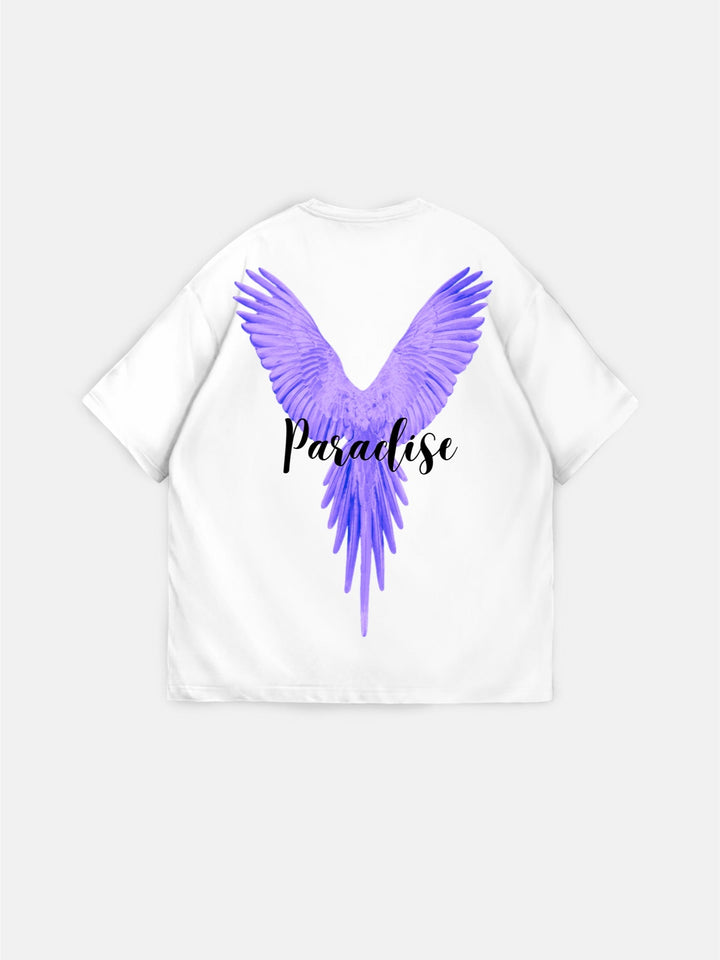 Koszulka Oversize Parrot Paradise - Biała i Fioletowa