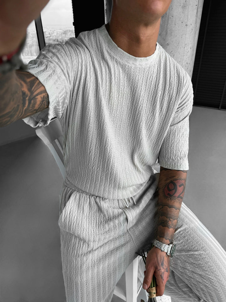Oversize Structured T-Shirt - Szary