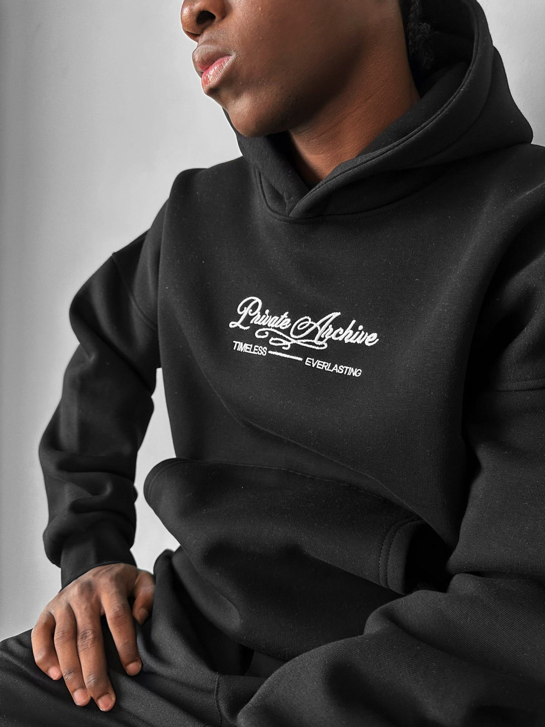 Oversize Private Archive Hoodie - Czarny