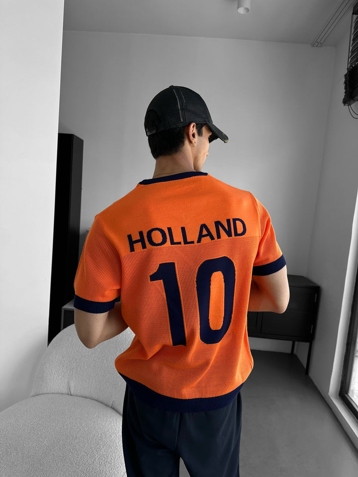 Oversize Holland Knit T-shirt - Pomarańczowy