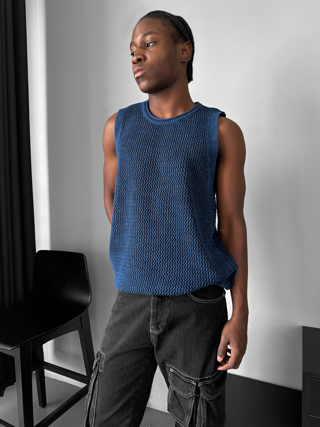 Oversize Prany Top - Niebieski