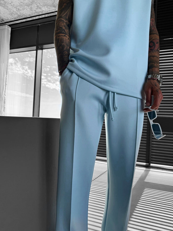 Luźne Spodnie z Materiału Nurkowego - Baby Blue