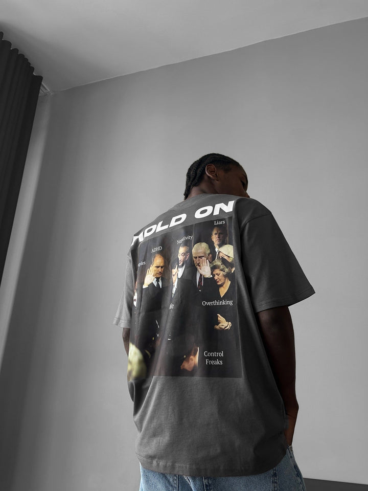 Oversize "Hold On" T-Shirt - Antracyt