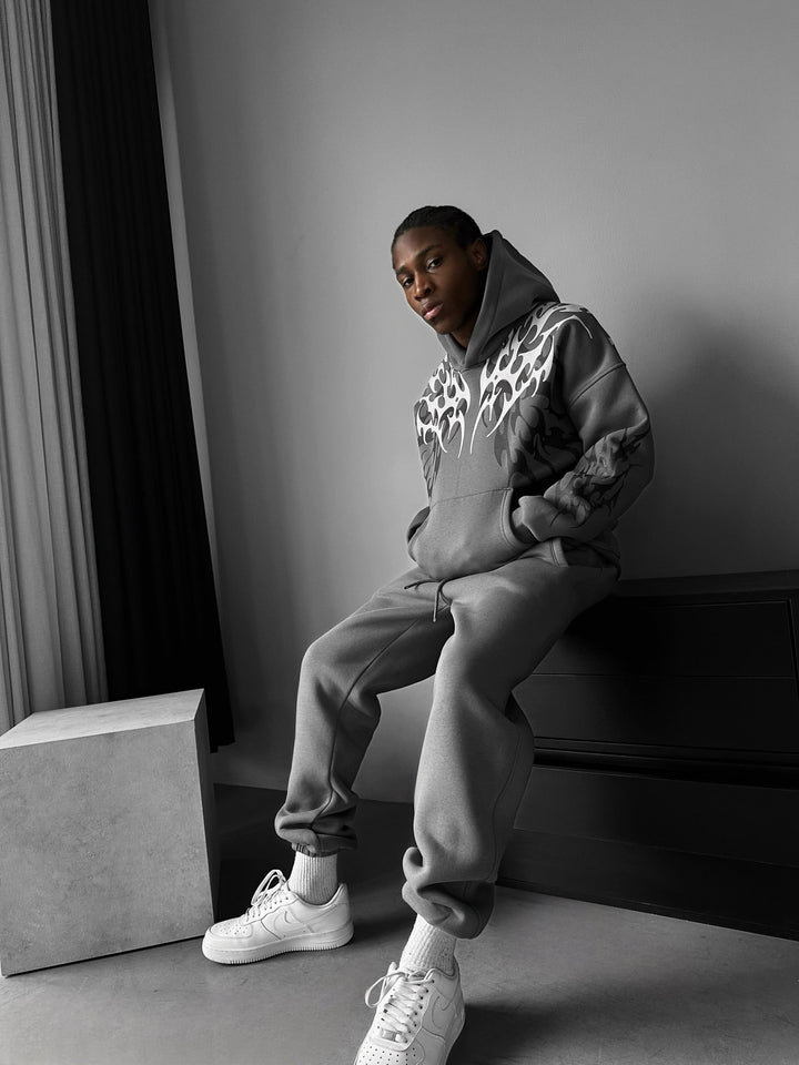 Oversize Tribal Hoodie - Antracyt