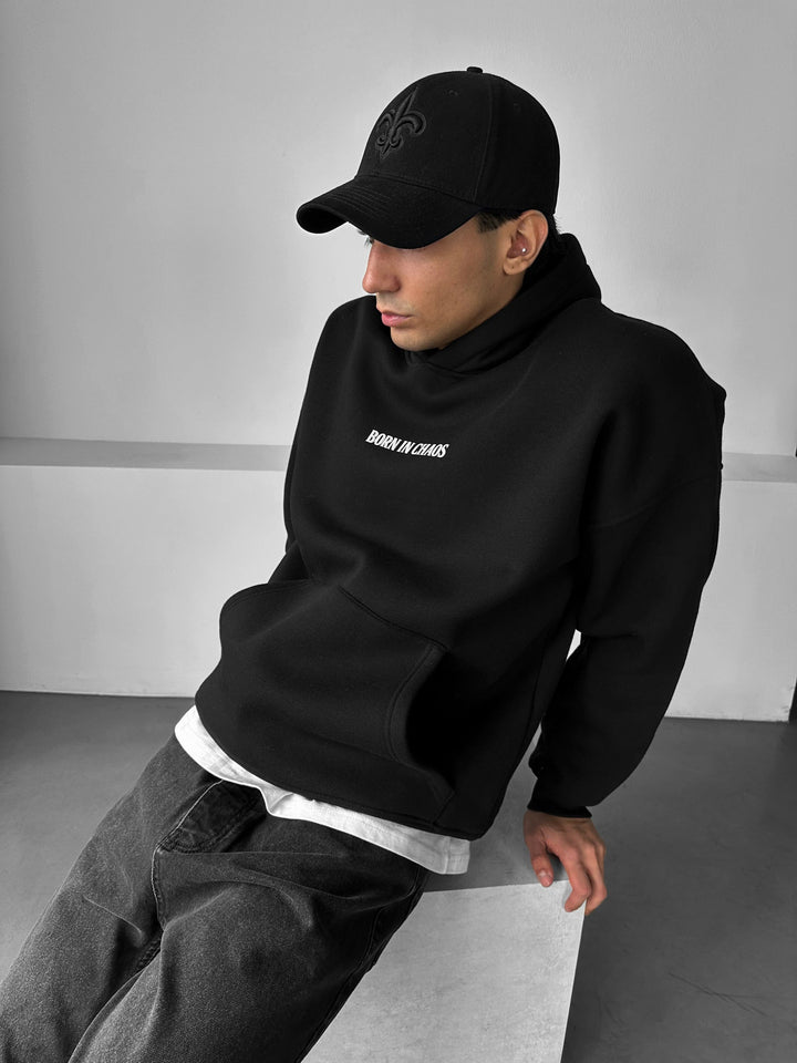 Hoodie Oversize Skeleton Born in Chaos - Czarny