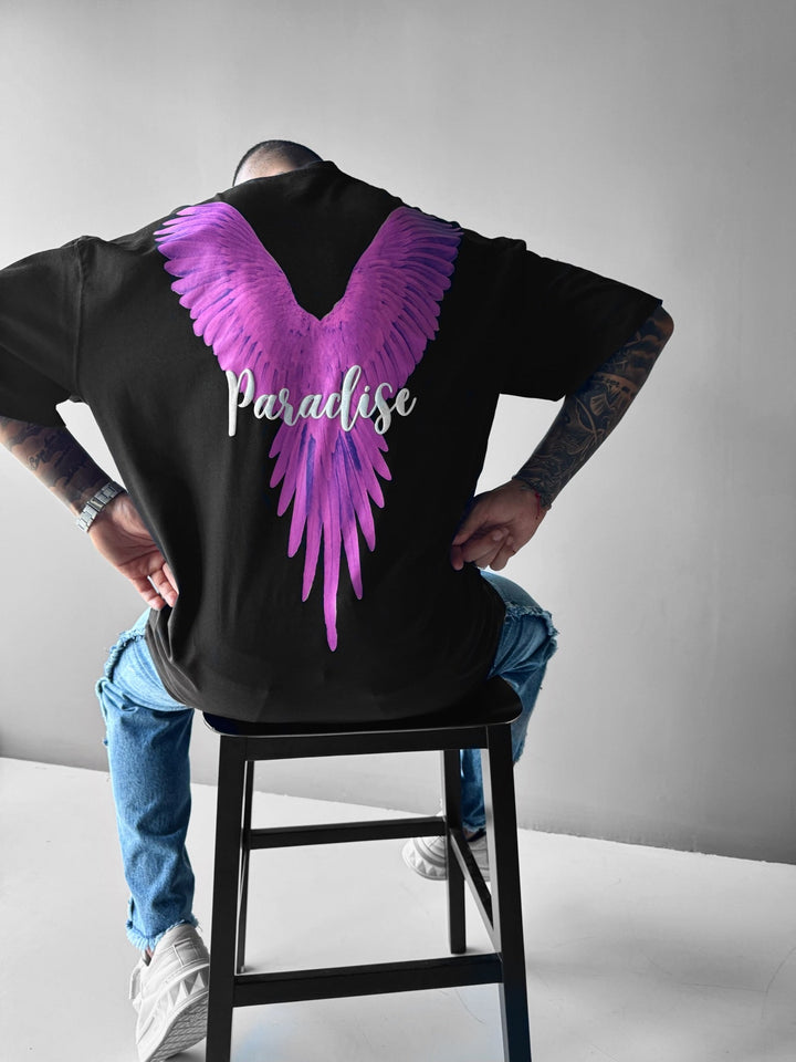 T-shirt Oversize Parrot Paradise - Czarny i Różowy