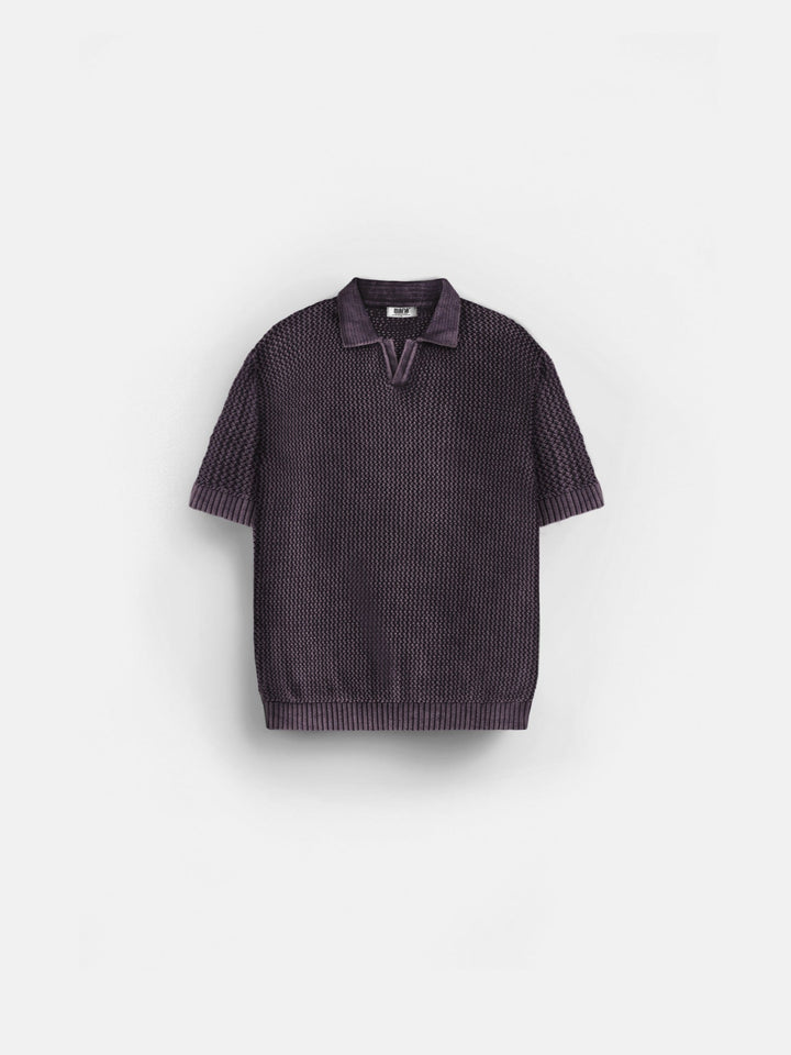 T-shirt Regular Fit z dzianiny w kolorze Śliwkowym
