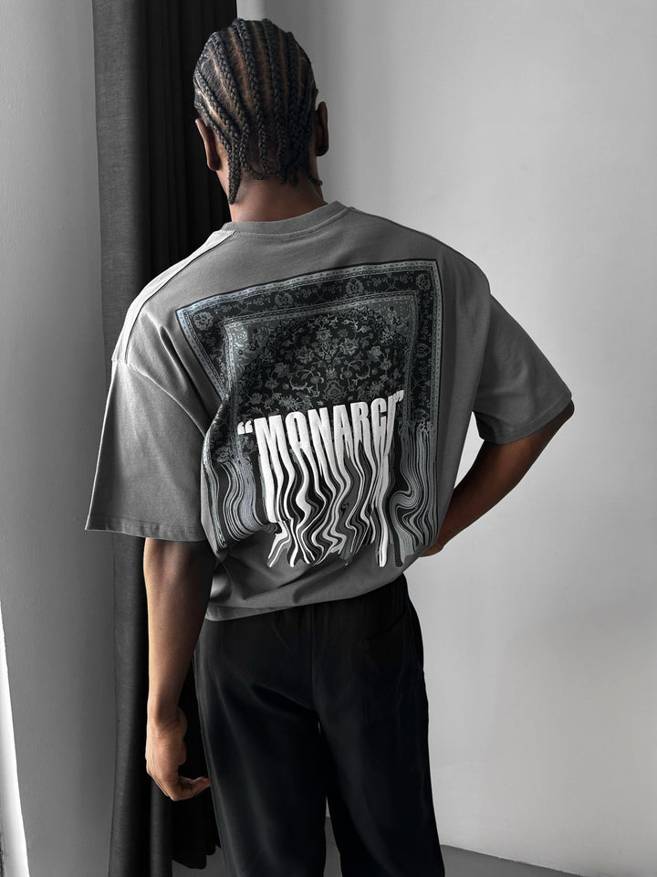 Oversize Monarch T-Shirt - Antracytowy i Biały