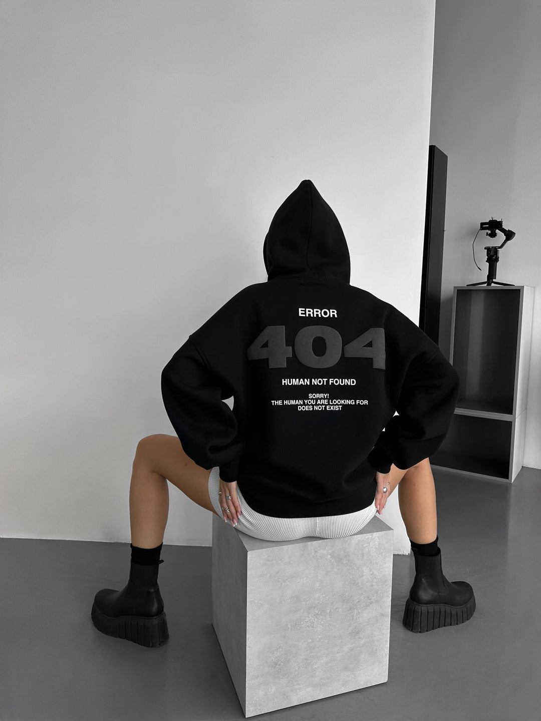 Oversize 404 Hoodie - Czarny