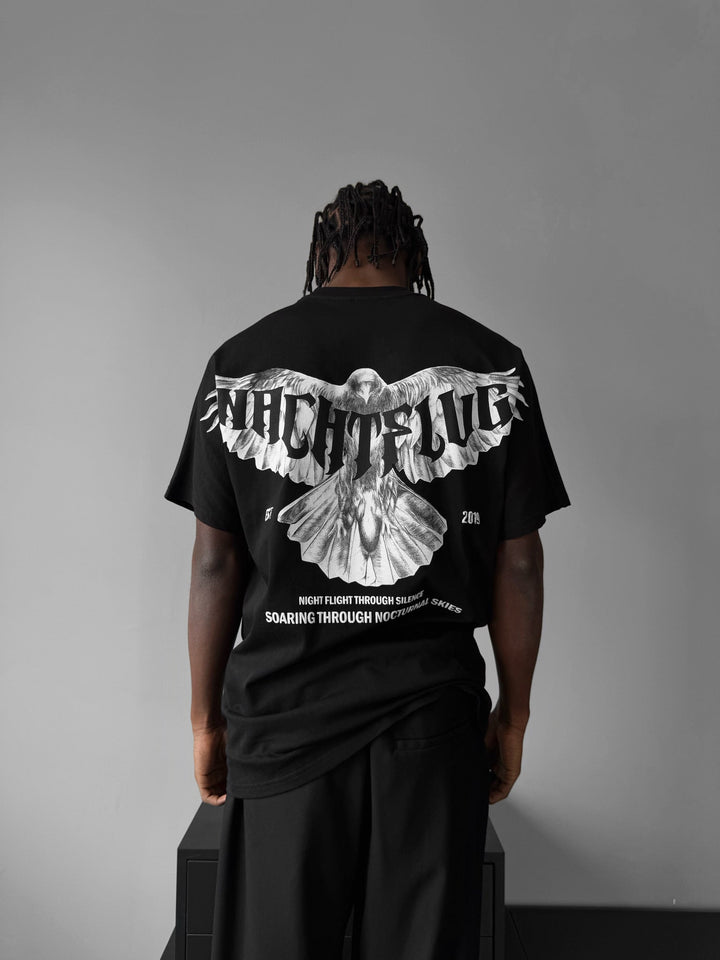 Oversize "Nachtflug" T-shirt - Czarny