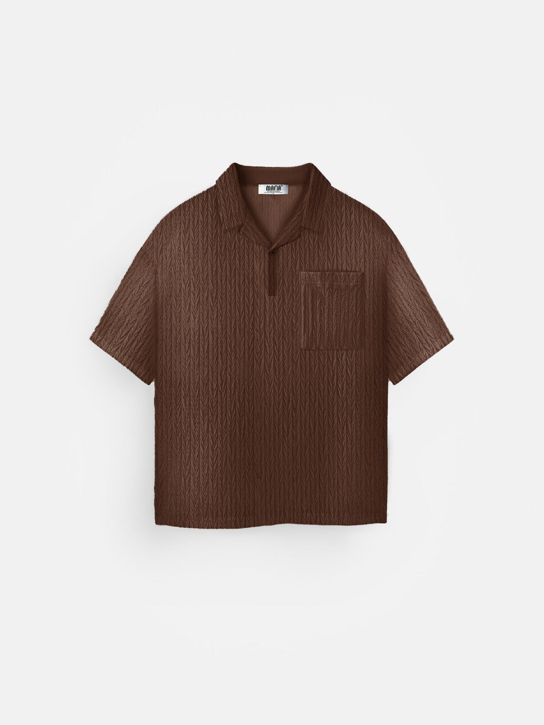 Oversize Strukturalna Koszulka Polo - Cappuccino