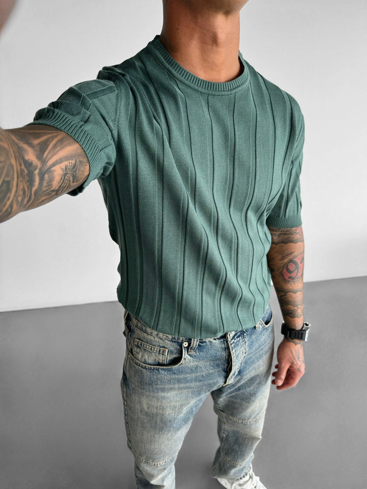 T-shirt Regular Fit z dzianiny - Petrol
