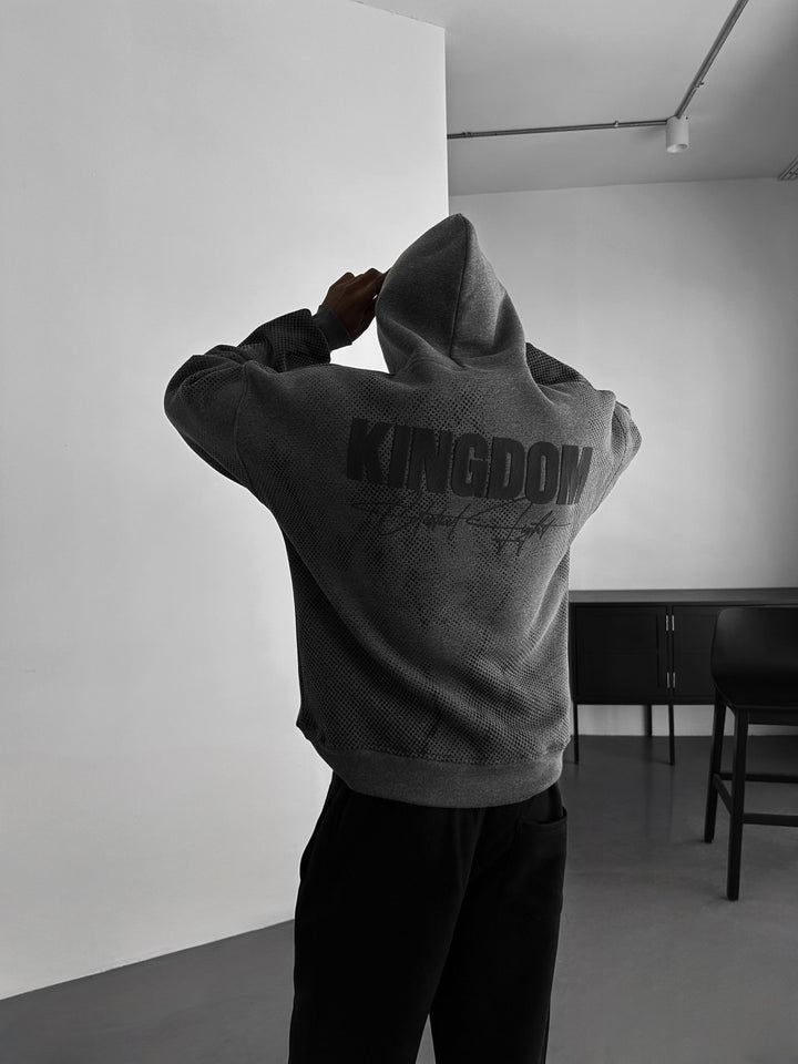 Hoodie Oversize Królestwo - Melanż Antracytowy i Czarny
