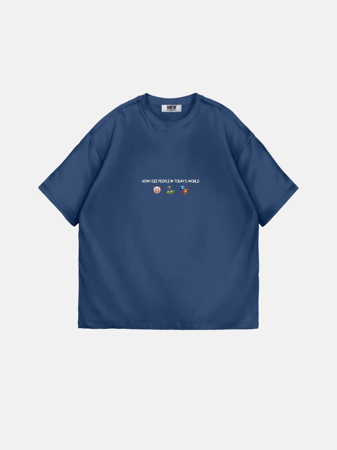 Oversize "Świat Dziś" T-Shirt - Navy Peony