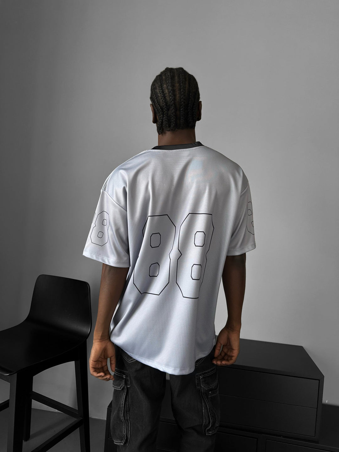 Oversize Varsity Mafia T-Shirt - Szary