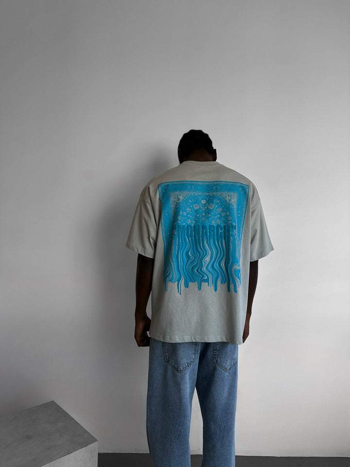 T-Shirt Oversize Monarch - Szary i Niebieski