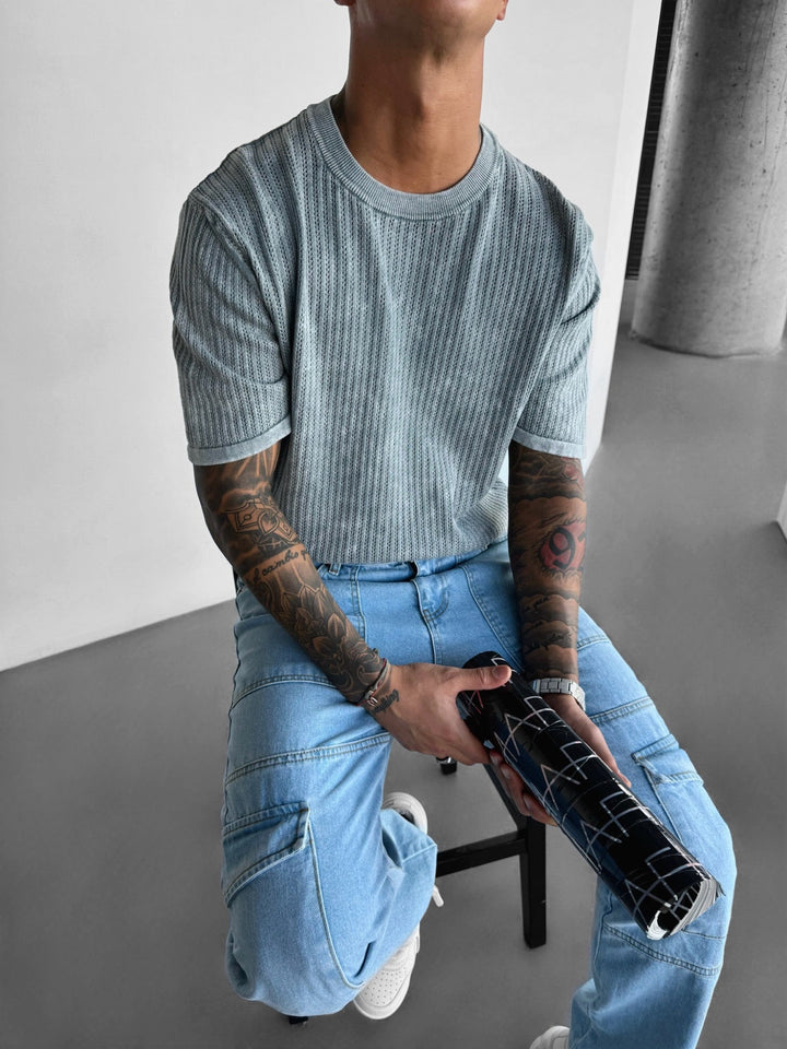 Oversize Pranie Sweter T-shirt - Szary