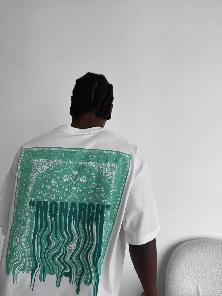 Oversize Monarch T-Shirt - Ecru i Zielony