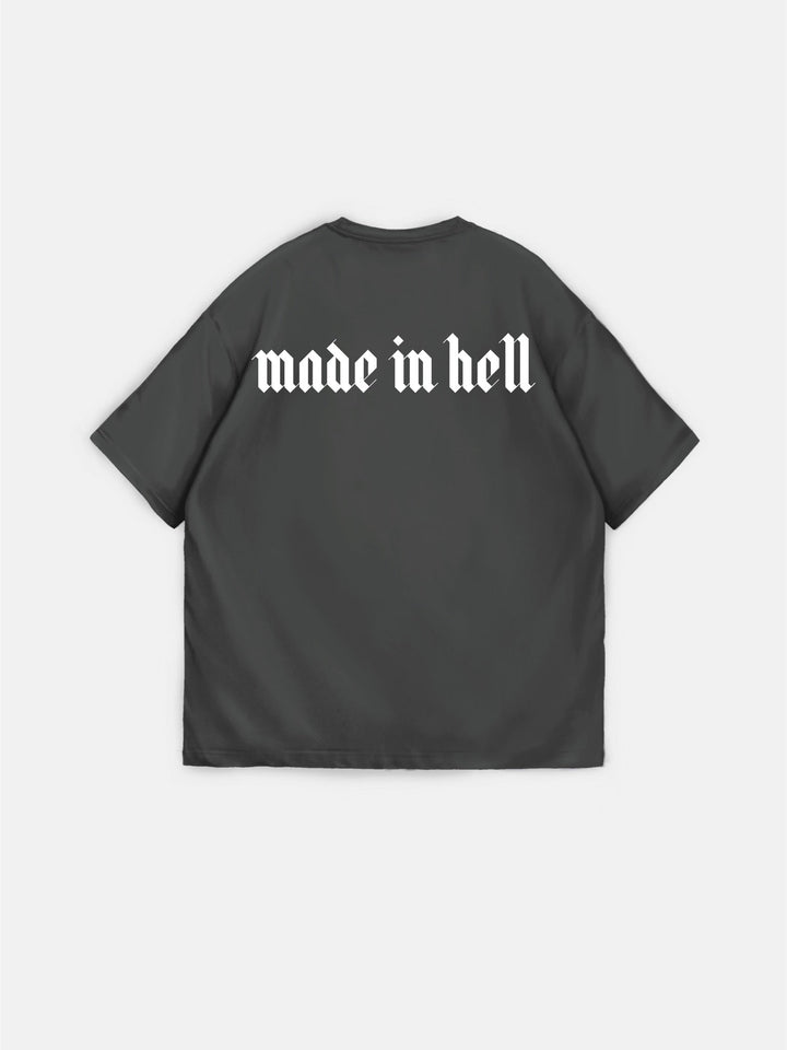 T-shirt Oversize Made in Hell - Antracytowy