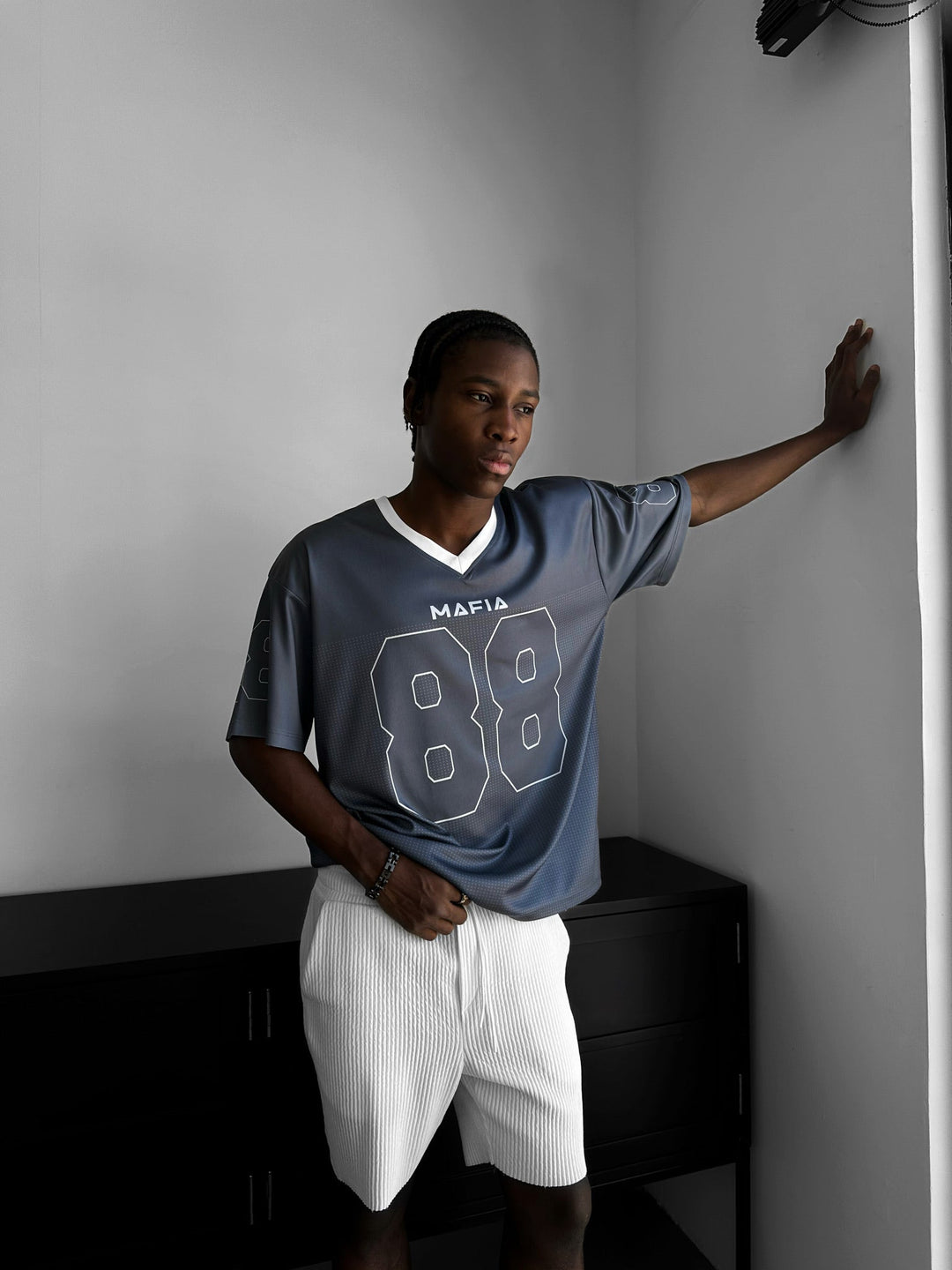 Oversize Varsity Mafia T-Shirt - Antracyt