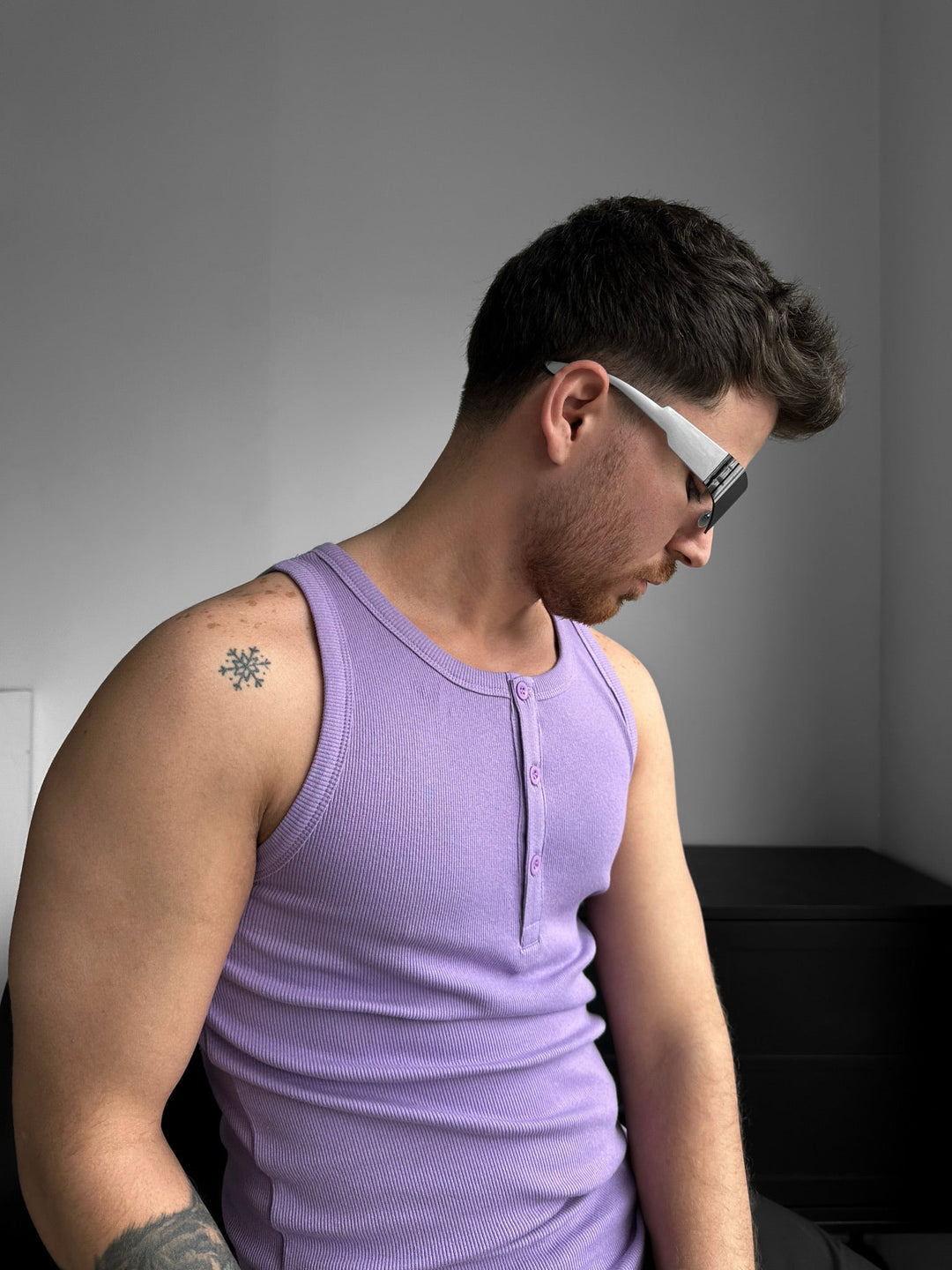 Slim Fit Button Tanktop - Liliowy