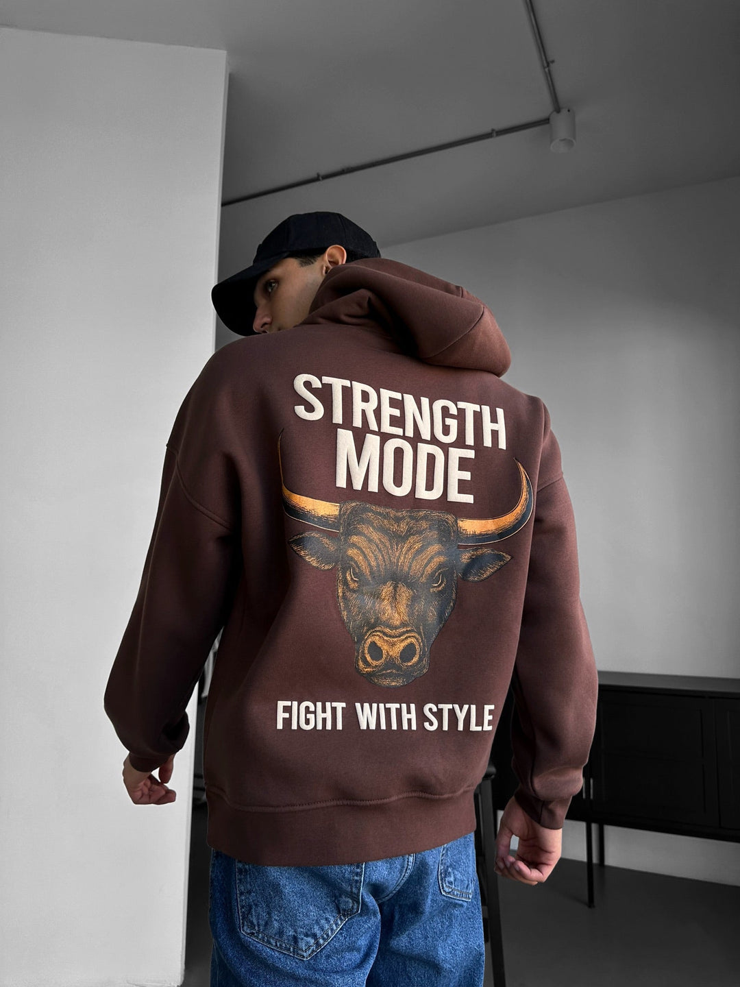 Hoodie w trybie oversize - Brązowy