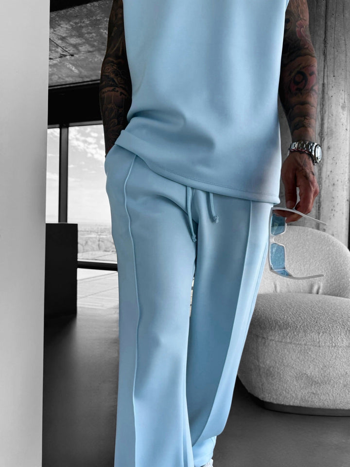 Luźne Spodnie z Materiału Nurkowego - Baby Blue