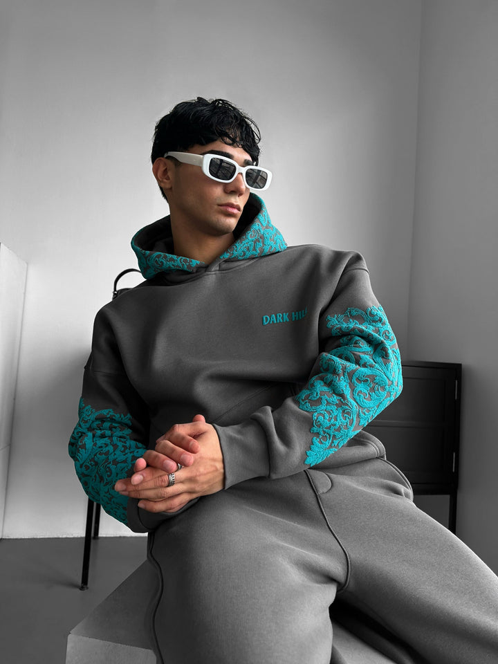 Hoodie z wzorem na dużym dywanie - Antracyt